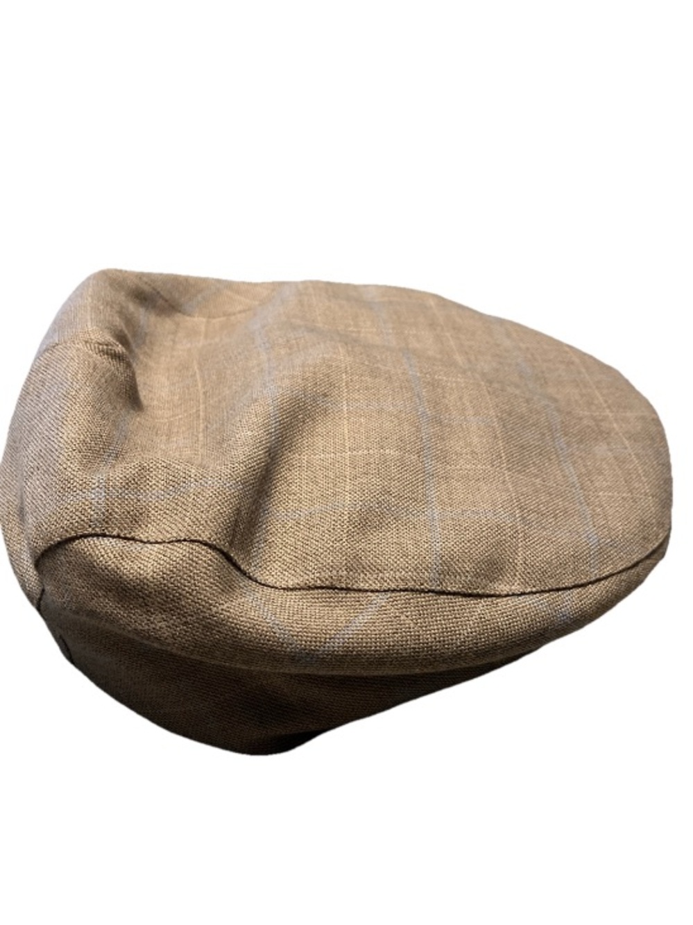 Country Gentleman Flat Cap Traveler Beige Squares w/Blue Stripes Cotton Size L